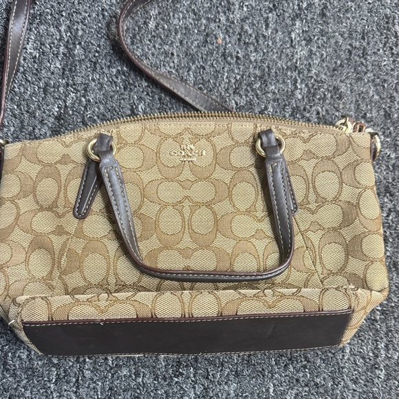 Coach Handbags - Coach Brown and Tan Crossbody Logo Small Bag